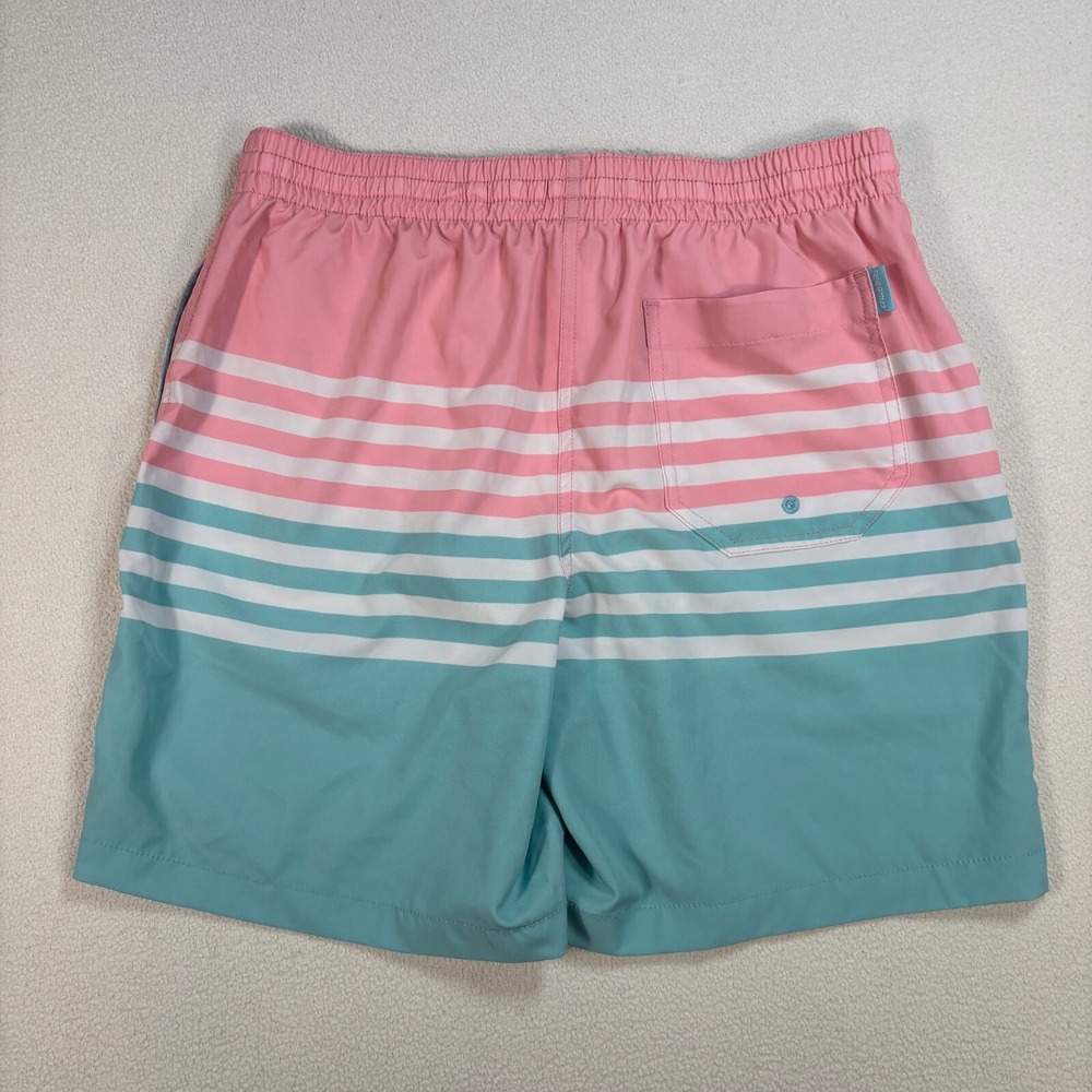 Chubbies The On The Horizons 7" Swim Trunks‎ Men's M Pink Blue Stripe Mesh Lined - Picture 2 of 12